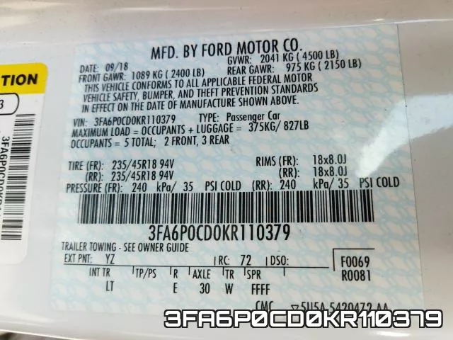 3FA6P0CD0KR110379 фото 2