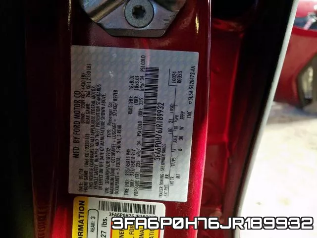 3FA6P0H76JR189932 фото 2