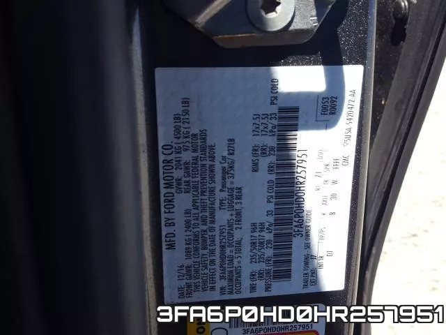 3FA6P0HD0HR257951 фото 2
