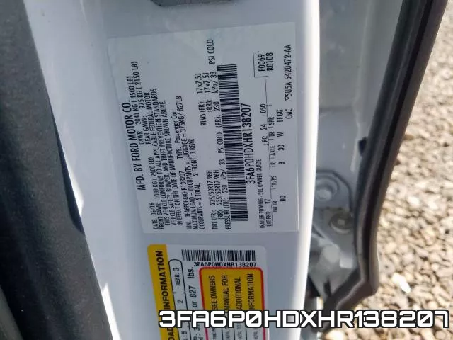 3FA6P0HDXHR138207 фото 2