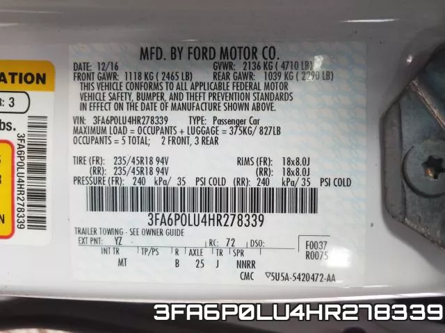 3FA6P0LU4HR278339 фото 2