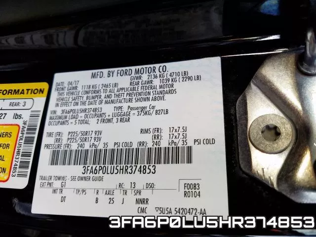 3FA6P0LU5HR374853 фото 2