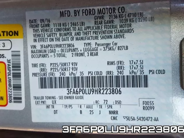 3FA6P0LU9HR223806 фото 2