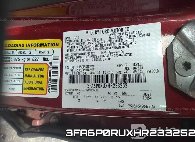 3FA6P0RUXHR233252 фото 10