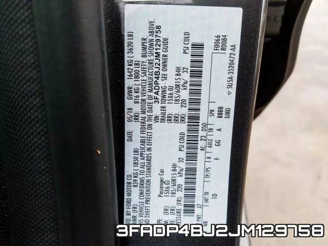3FADP4BJ2JM129758 фото 2