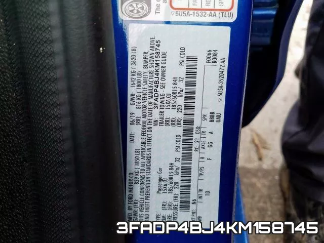 3FADP4BJ4KM158745 фото 2