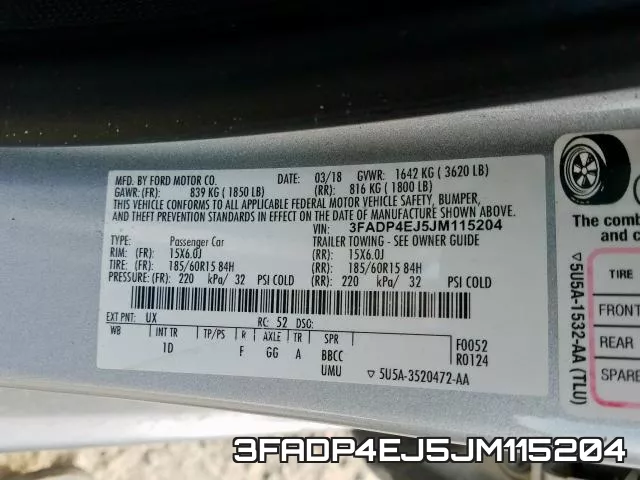 3FADP4EJ5JM115204 фото 2