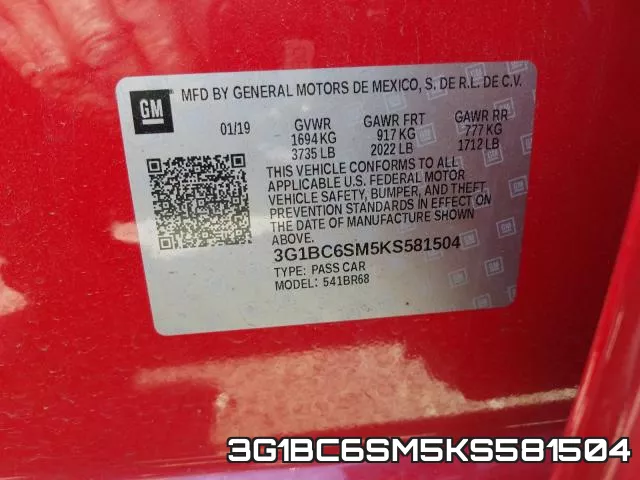 3G1BC6SM5KS581504 фото 2