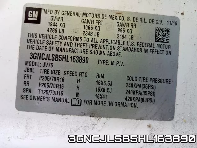 3GNCJLSB5HL163890 фото 2