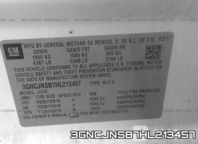 3GNCJNSB7HL213457 фото 10