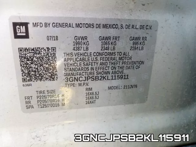 3GNCJPSB2KL115911 фото 2