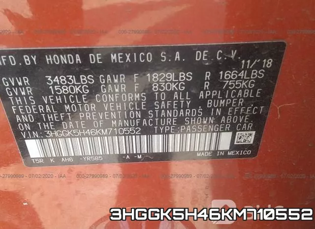 3HGGK5H46KM710552 фото 10