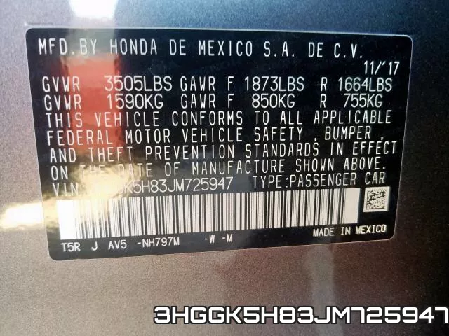 3HGGK5H83JM725947 фото 2