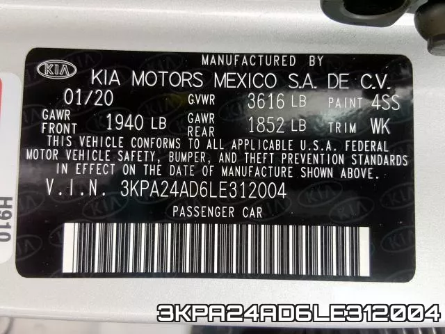 3KPA24AD6LE312004 фото 2