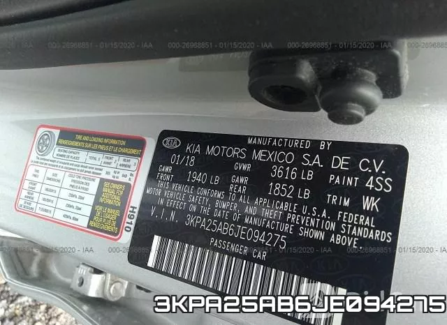 3KPA25AB6JE094275 фото 10