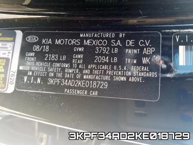 3KPF34AD2KE018729 фото 2