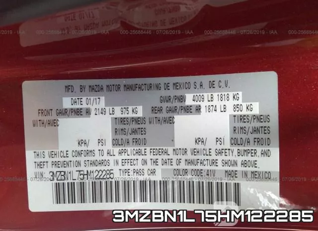 3MZBN1L75HM122285 фото 10