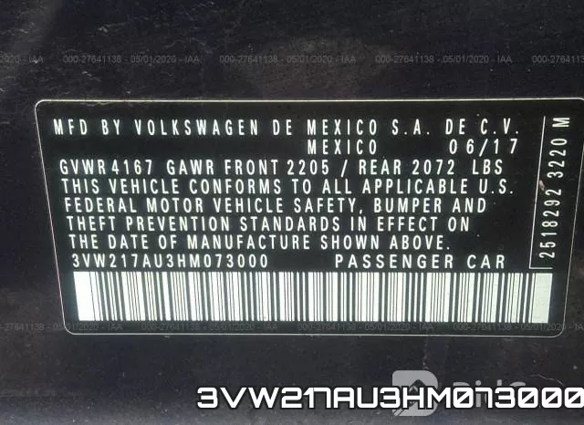 3VW217AU3HM073000 фото 10