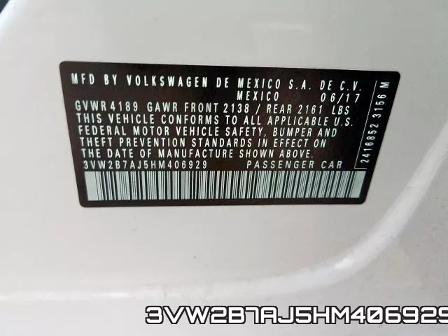3VW2B7AJ5HM406929 фото 2