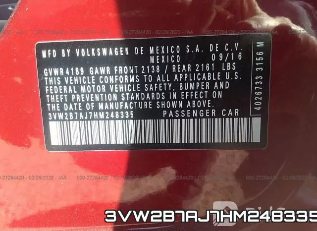 3VW2B7AJ7HM248335 фото 10