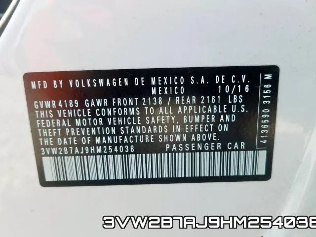 3VW2B7AJ9HM254038 фото 2
