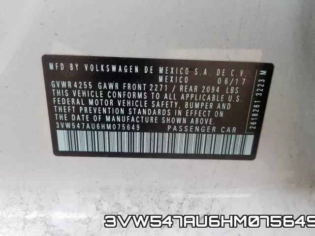 3VW547AU6HM075649 фото 2