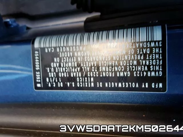 3VW5DAAT2KM502644 фото 2