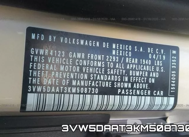 3VW5DAAT3KM508730 фото 10