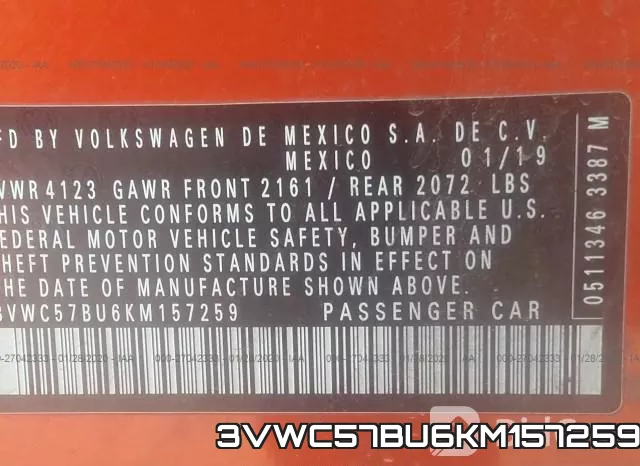 3VWC57BU6KM157259 фото 10