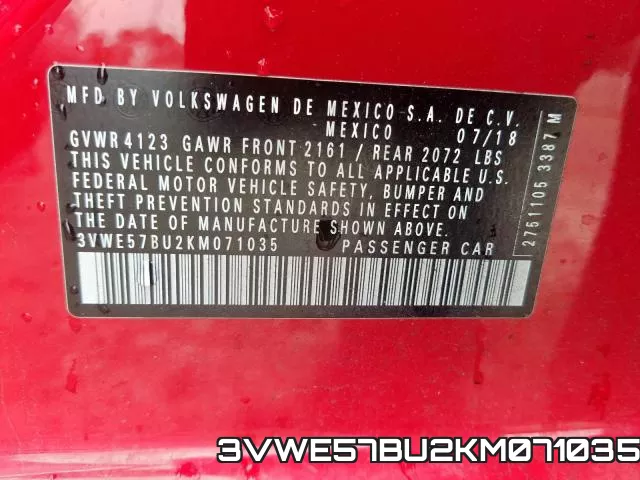 3VWE57BU2KM071035 фото 2