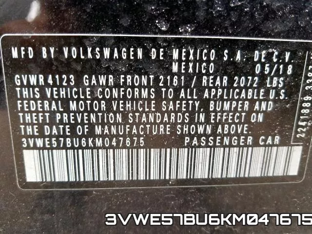 3VWE57BU6KM047675 фото 2