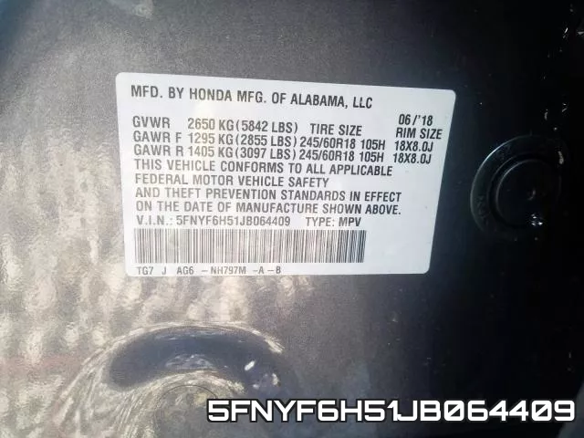 5FNYF6H51JB064409 фото 2