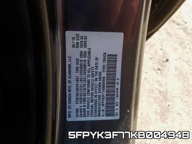 5FPYK3F77KB004948 фото 2