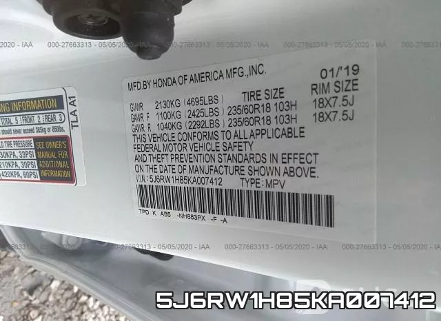 5J6RW1H85KA007412 фото 10