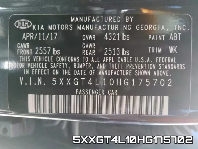 5XXGT4L10HG175702 фото 2