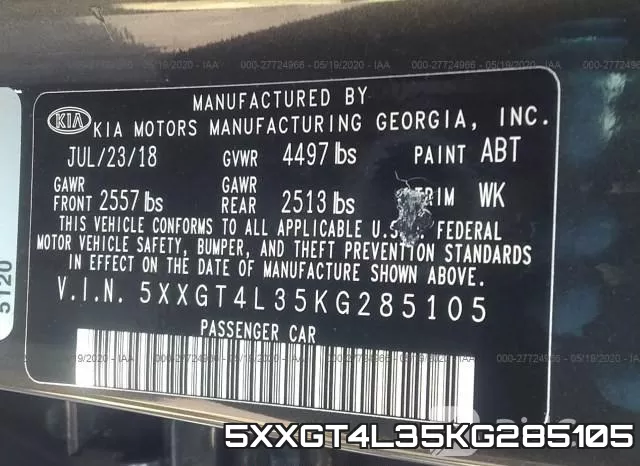 5XXGT4L35KG285105 фото 10