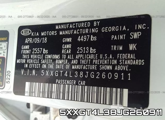 5XXGT4L38JG260911 фото 10