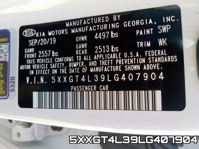 5XXGT4L39LG407904 фото 2