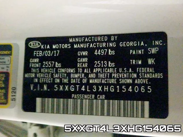 5XXGT4L3XHG154065 фото 2