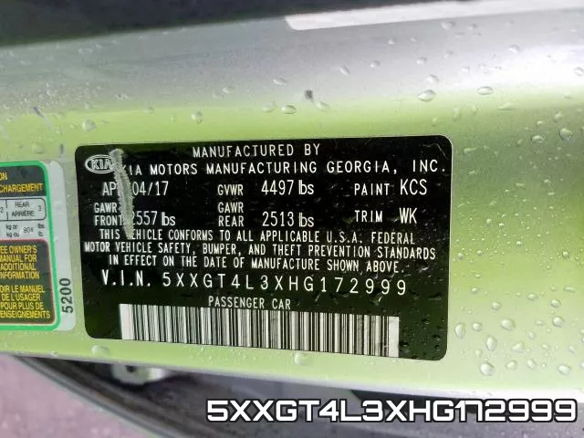 5XXGT4L3XHG172999 фото 2