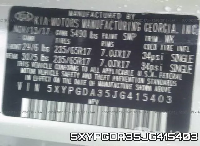 5XYPGDA35JG415403 фото 10