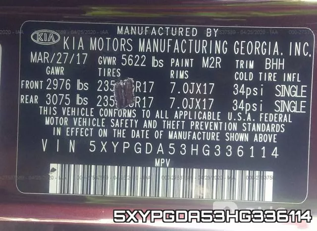 5XYPGDA53HG336114 фото 10