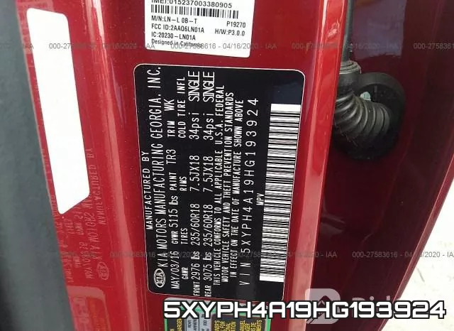 5XYPH4A19HG193924 фото 10