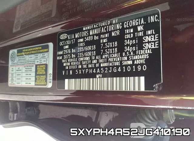 5XYPH4A52JG410190 фото 10