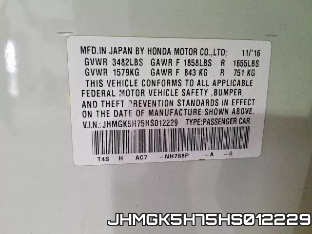 JHMGK5H75HS012229 фото 2