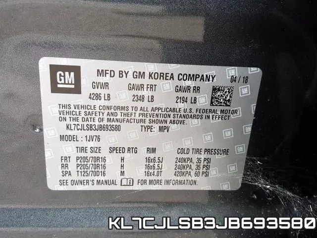 KL7CJLSB3JB693580 фото 2