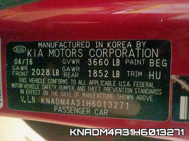 KNADM4A31H6013271 фото 2