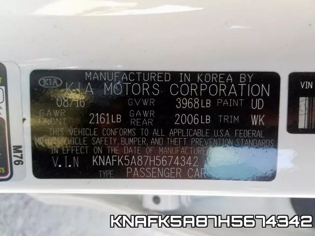 KNAFK5A87H5674342 фото 2