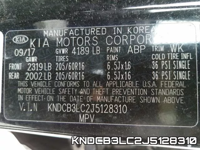 KNDCB3LC2J5128310 фото 2