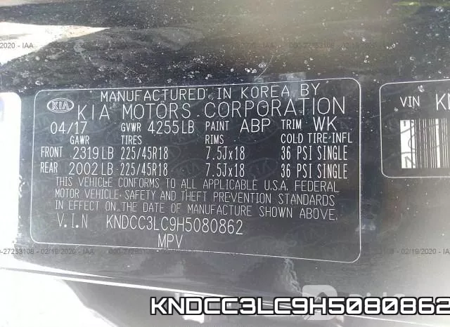 KNDCC3LC9H5080862 фото 10